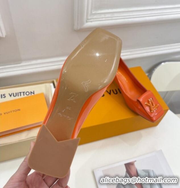 Classic Hot Louis Vuitton Shake Pumps 5.5cm in Patent Leather with LV Twist Orange 122723