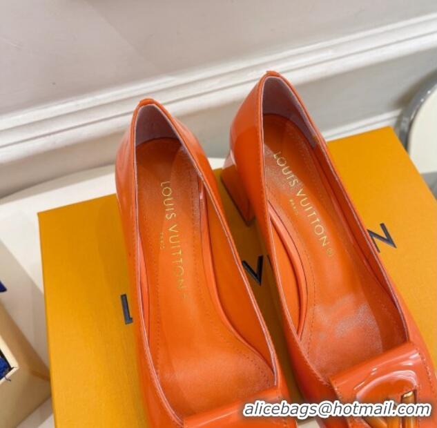 Classic Hot Louis Vuitton Shake Pumps 5.5cm in Patent Leather with LV Twist Orange 122723