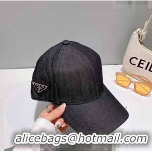 Buy Inexpensive Prada Denim Baseball Hat 0414 Black 2023