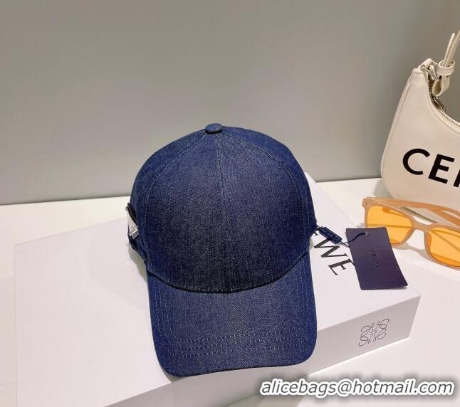 Top Quality Prada Denim Baseball Hat 0414 Blue 2023