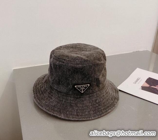 Top Grade Prada Denim Bucket Hat 0407 Black 2023