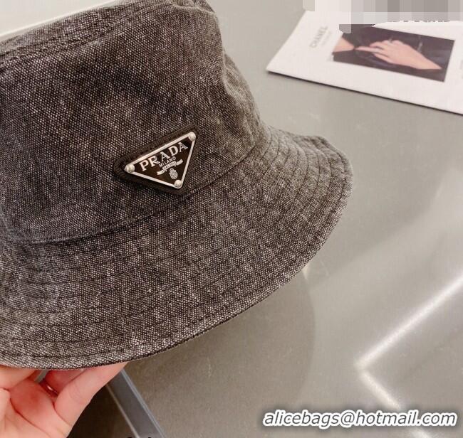 Top Grade Prada Denim Bucket Hat 0407 Black 2023