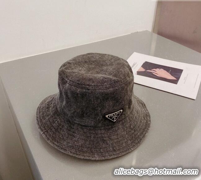 Top Grade Prada Denim Bucket Hat 0407 Black 2023