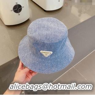 New Fashion Prada Denim Bucket Hat 0407 Light Blue 2023