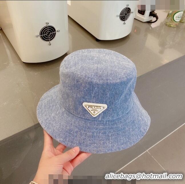 New Fashion Prada Denim Bucket Hat 0407 Light Blue 2023