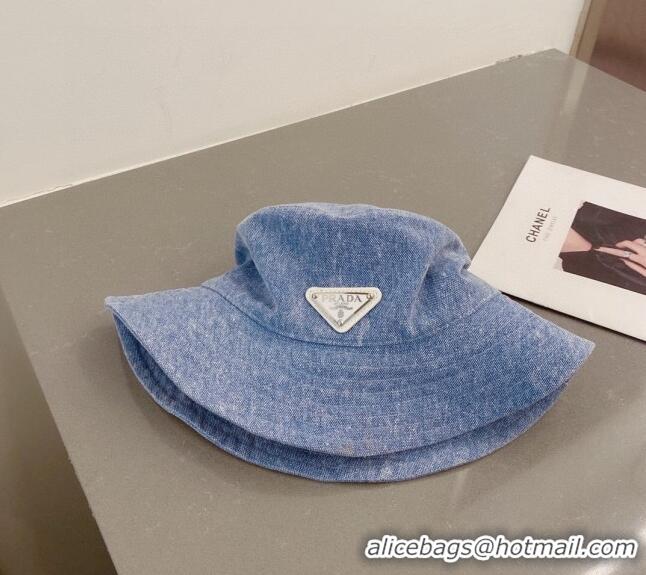 New Fashion Prada Denim Bucket Hat 0407 Light Blue 2023