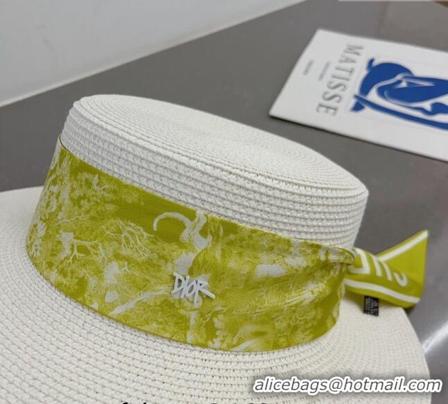 Grade Promotional Dior Straw Hat with Bandeau 0407 White 2023