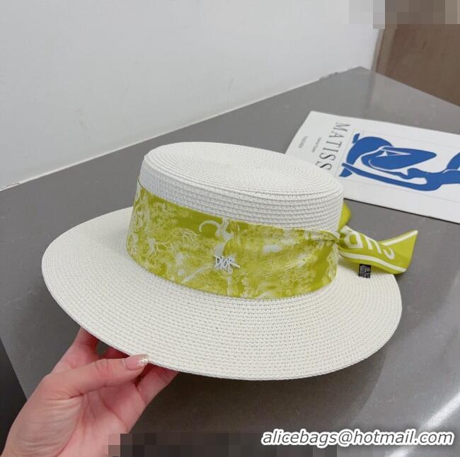 Grade Promotional Dior Straw Hat with Bandeau 0407 White 2023