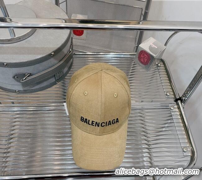 Top Design Balenciaga Canvas Baseball Hat 1208 Beige 2022