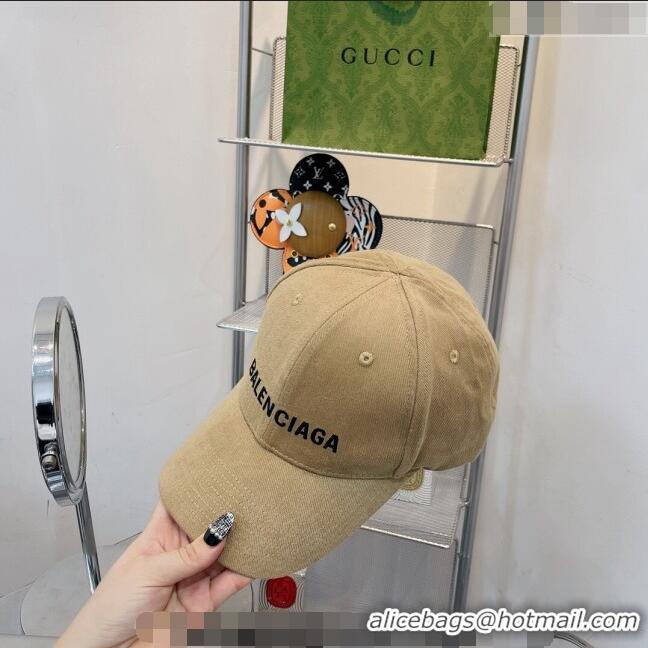 Top Design Balenciaga Canvas Baseball Hat 1208 Beige 2022