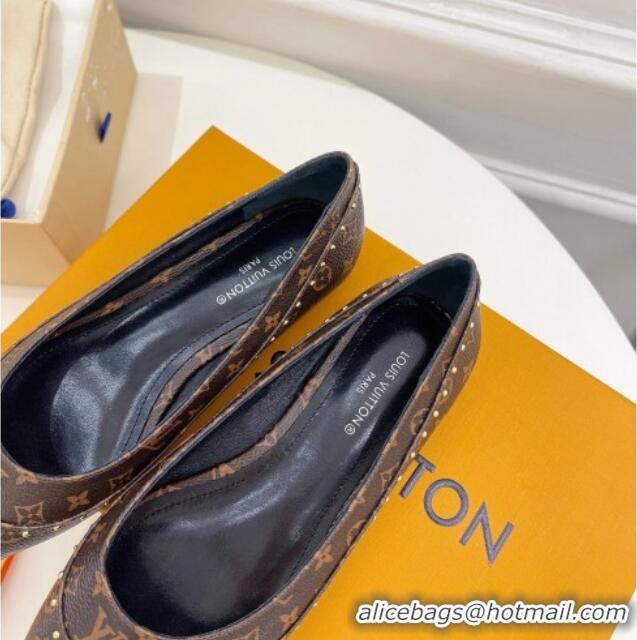 Hot Style Louis Vuitton Signature Flat Ballerinas in Monogram Canvas with Studs 122725