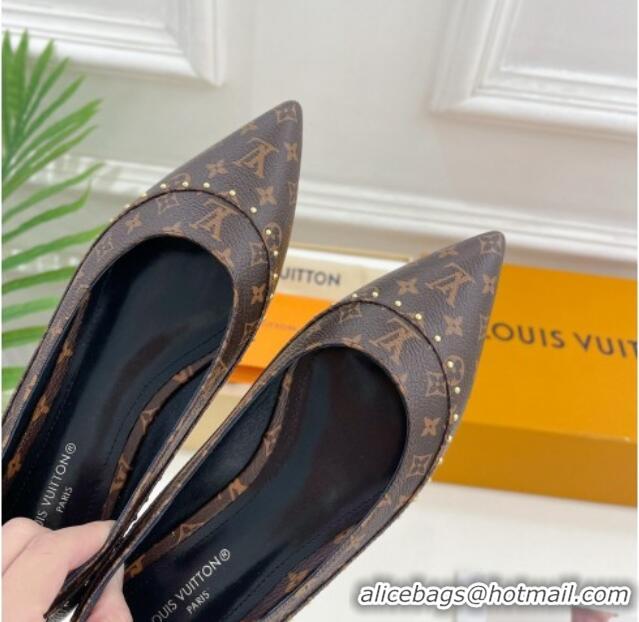 Hot Style Louis Vuitton Signature Flat Ballerinas in Monogram Canvas with Studs 122725