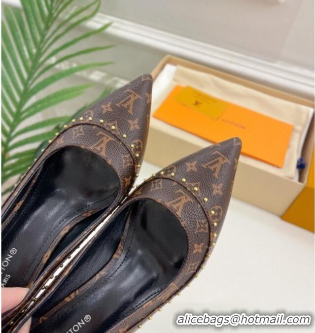 Top Design Louis Vuitton Signature Pumps 8.5cm in Monogram Canvas with Studs 122730