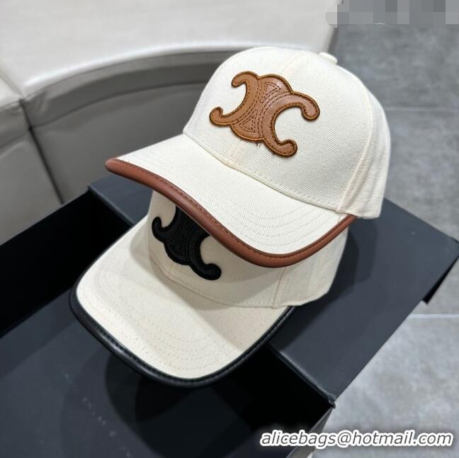 Popular Style Celine Baseball Hat C42420 White/Black 2023