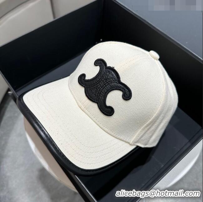 Popular Style Celine Baseball Hat C42420 White/Black 2023