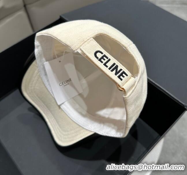 Popular Style Celine Baseball Hat C42420 White/Black 2023