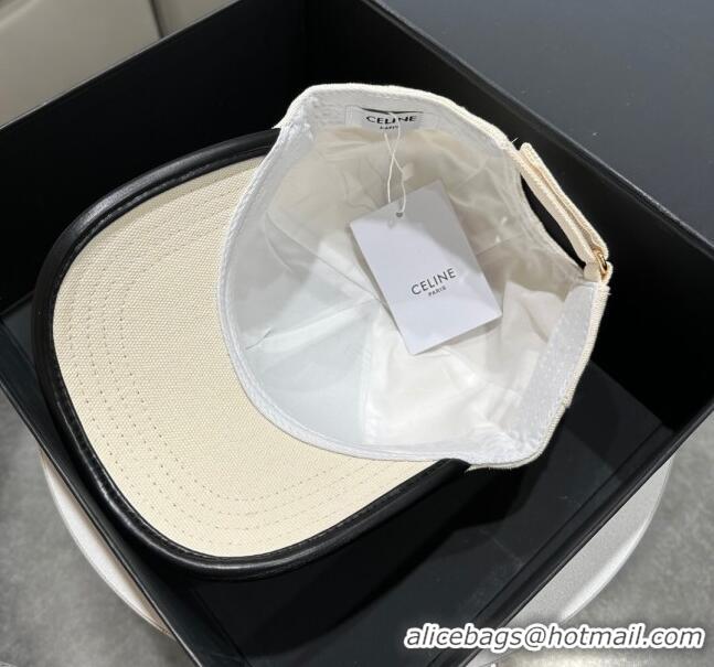 Popular Style Celine Baseball Hat C42420 White/Black 2023