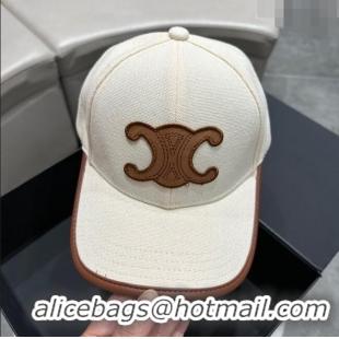 Top Design Celine Baseball Hat C42421 White/Brown 2023