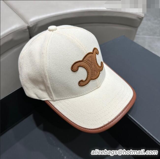 Top Design Celine Baseball Hat C42421 White/Brown 2023