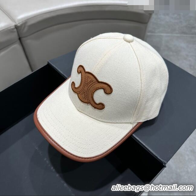 Top Design Celine Baseball Hat C42421 White/Brown 2023