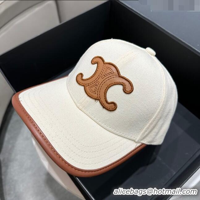 Top Design Celine Baseball Hat C42421 White/Brown 2023