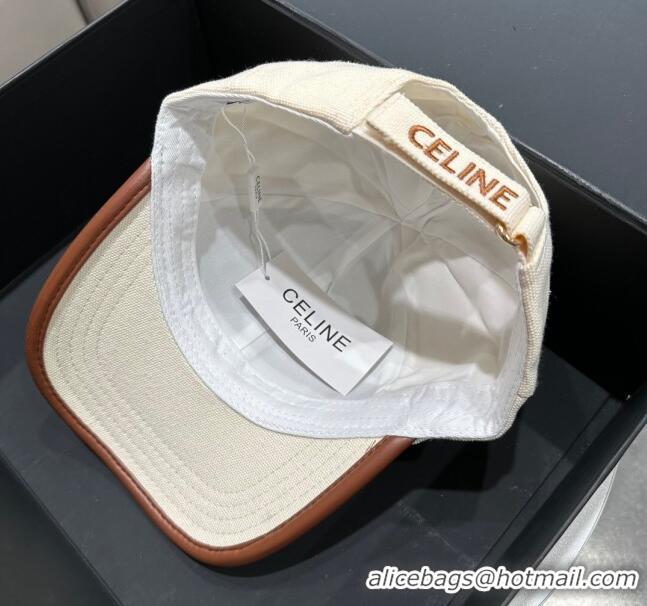 Top Design Celine Baseball Hat C42421 White/Brown 2023