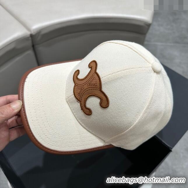 Top Design Celine Baseball Hat C42421 White/Brown 2023