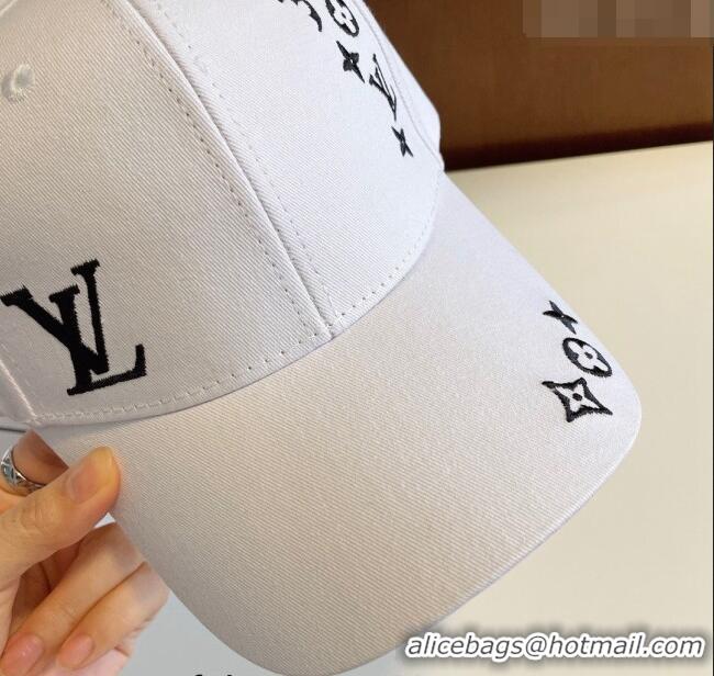 Good Looking Louis Vuitton Canvas Baseball Hat 1208 White 2022