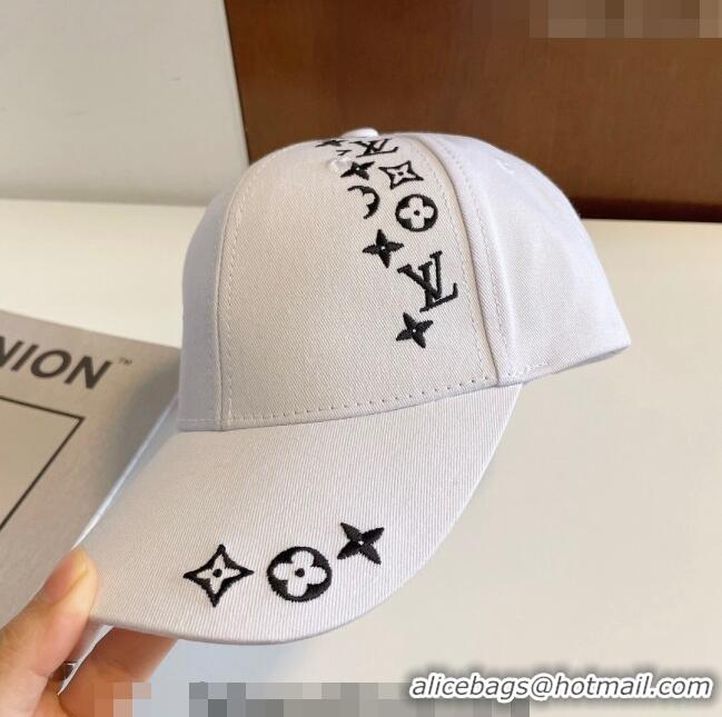 Good Looking Louis Vuitton Canvas Baseball Hat 1208 White 2022