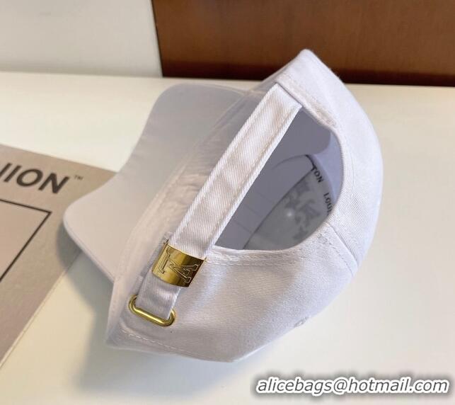 Good Looking Louis Vuitton Canvas Baseball Hat 1208 White 2022