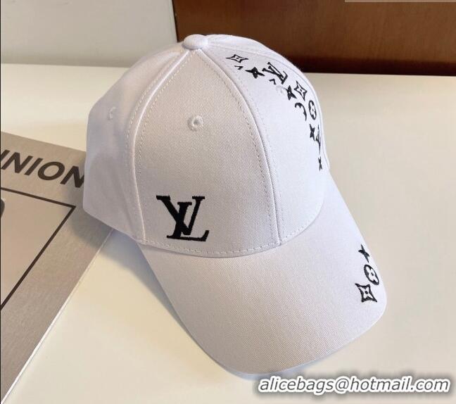 Good Looking Louis Vuitton Canvas Baseball Hat 1208 White 2022