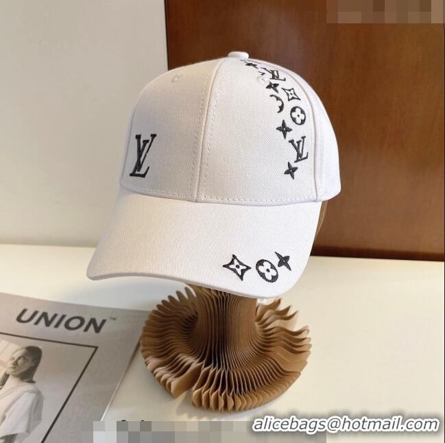 Good Looking Louis Vuitton Canvas Baseball Hat 1208 White 2022