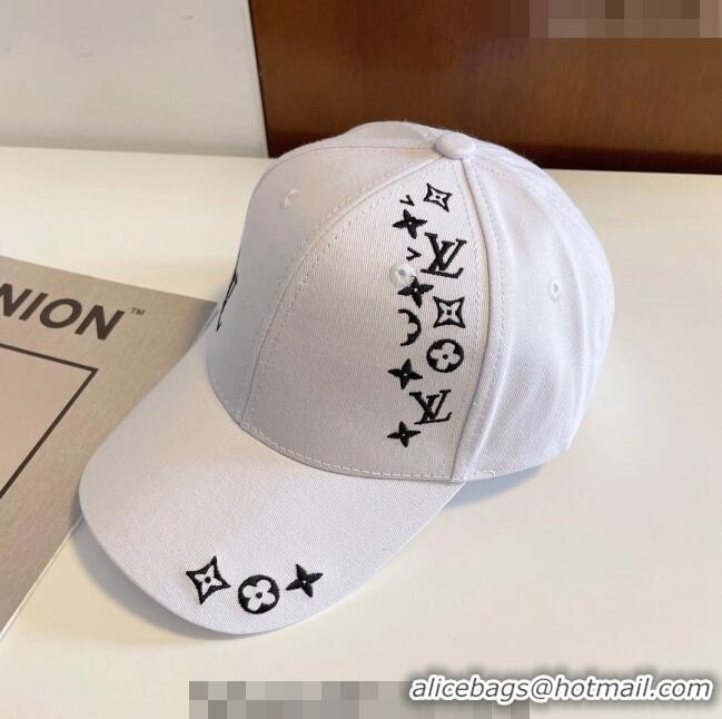 Good Looking Louis Vuitton Canvas Baseball Hat 1208 White 2022