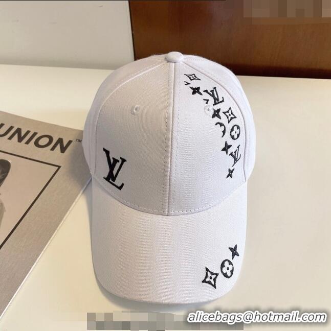 Good Looking Louis Vuitton Canvas Baseball Hat 1208 White 2022