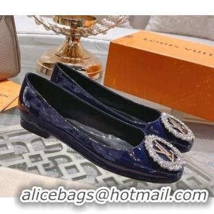 Grade Quality Louis Vuitton Madeleine Flat Ballerinas in Patent Leather with Crystal Blue 2122741