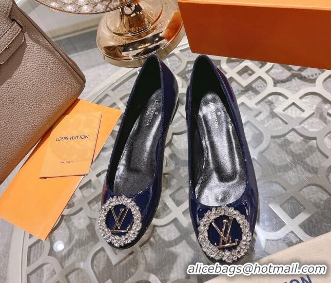 Grade Quality Louis Vuitton Madeleine Flat Ballerinas in Patent Leather with Crystal Blue 2122741