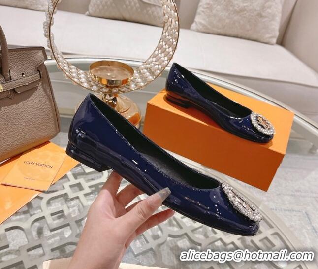 Grade Quality Louis Vuitton Madeleine Flat Ballerinas in Patent Leather with Crystal Blue 2122741