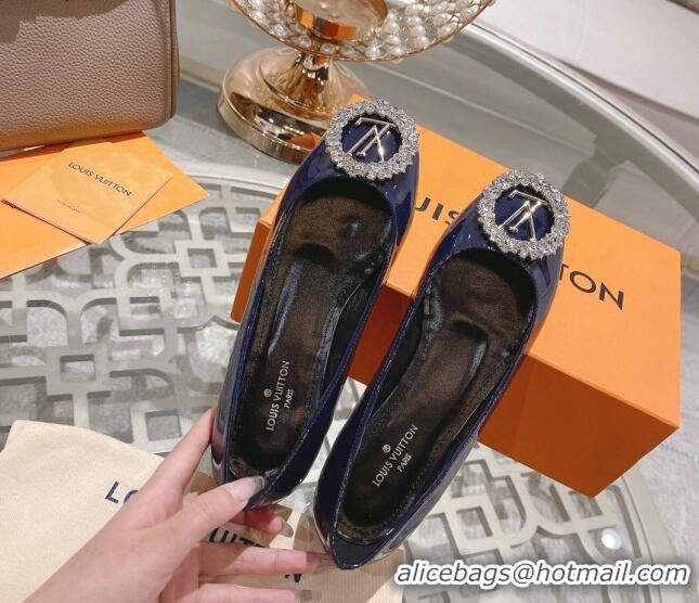 Grade Quality Louis Vuitton Madeleine Flat Ballerinas in Patent Leather with Crystal Blue 2122741