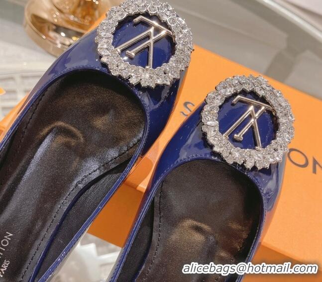 Grade Quality Louis Vuitton Madeleine Flat Ballerinas in Patent Leather with Crystal Blue 2122741