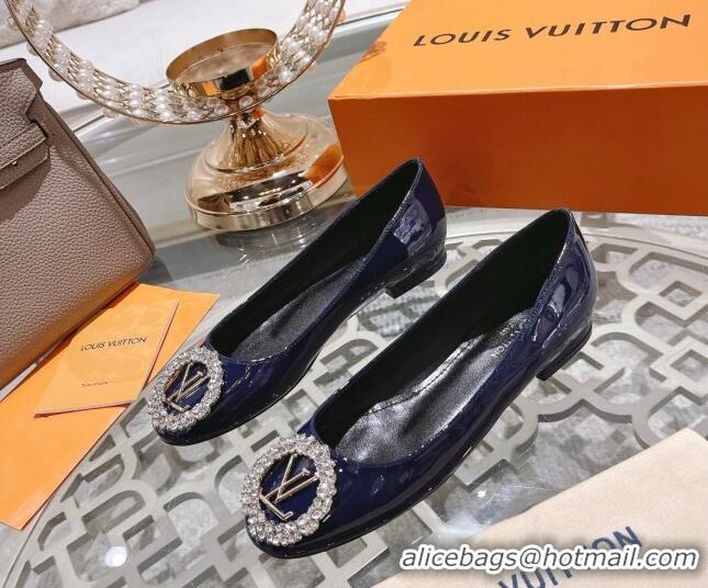 Grade Quality Louis Vuitton Madeleine Flat Ballerinas in Patent Leather with Crystal Blue 2122741