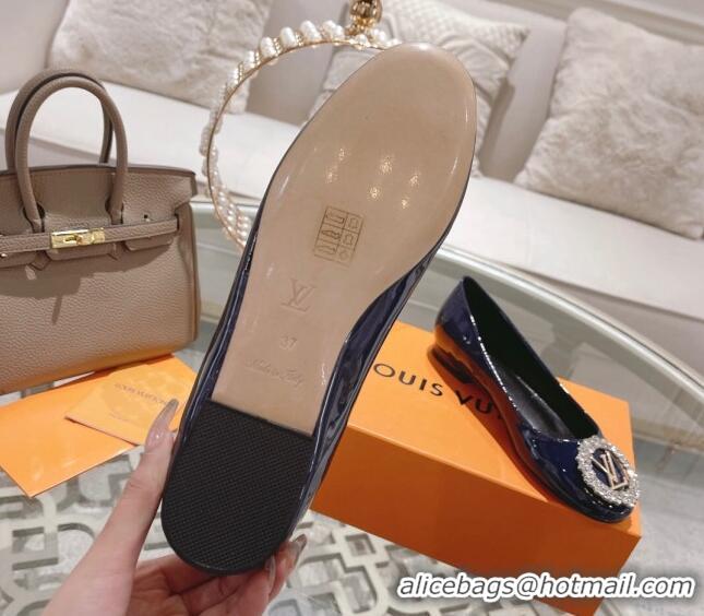 Grade Quality Louis Vuitton Madeleine Flat Ballerinas in Patent Leather with Crystal Blue 2122741