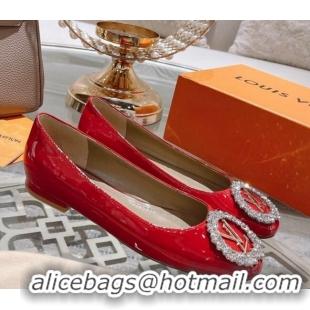 Best Grade Louis Vuitton Madeleine Flat Ballerinas in Patent Leather with Crystal Red 2122742