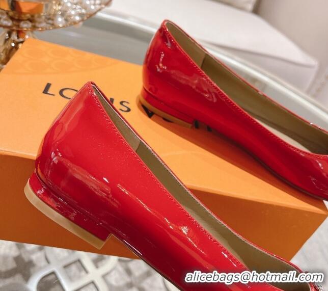 Best Grade Louis Vuitton Madeleine Flat Ballerinas in Patent Leather with Crystal Red 2122742