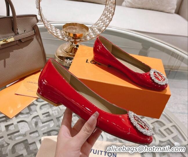 Best Grade Louis Vuitton Madeleine Flat Ballerinas in Patent Leather with Crystal Red 2122742