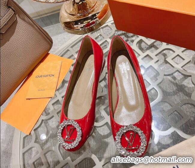 Best Grade Louis Vuitton Madeleine Flat Ballerinas in Patent Leather with Crystal Red 2122742