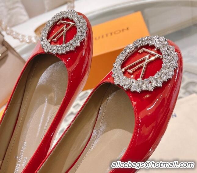 Best Grade Louis Vuitton Madeleine Flat Ballerinas in Patent Leather with Crystal Red 2122742