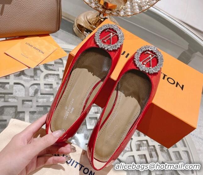 Best Grade Louis Vuitton Madeleine Flat Ballerinas in Patent Leather with Crystal Red 2122742