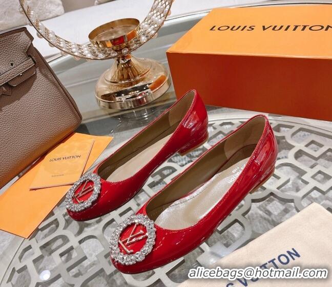 Best Grade Louis Vuitton Madeleine Flat Ballerinas in Patent Leather with Crystal Red 2122742