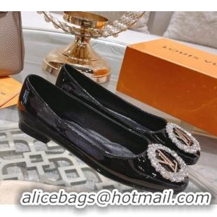 Low Price Louis Vuitton Madeleine Flat Ballerinas in Patent Leather with Crystal Black 2122744