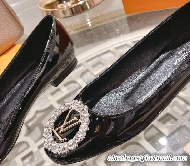 Low Price Louis Vuitton Madeleine Flat Ballerinas in Patent Leather with Crystal Black 2122744